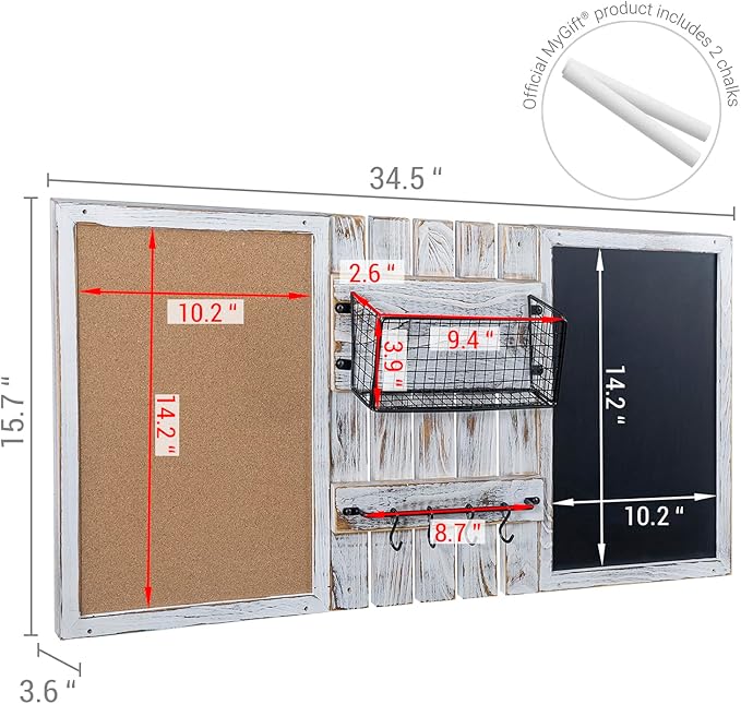 MyGift 3 Panel Wall Mounted Entryway Bulletin Board Combo Set
