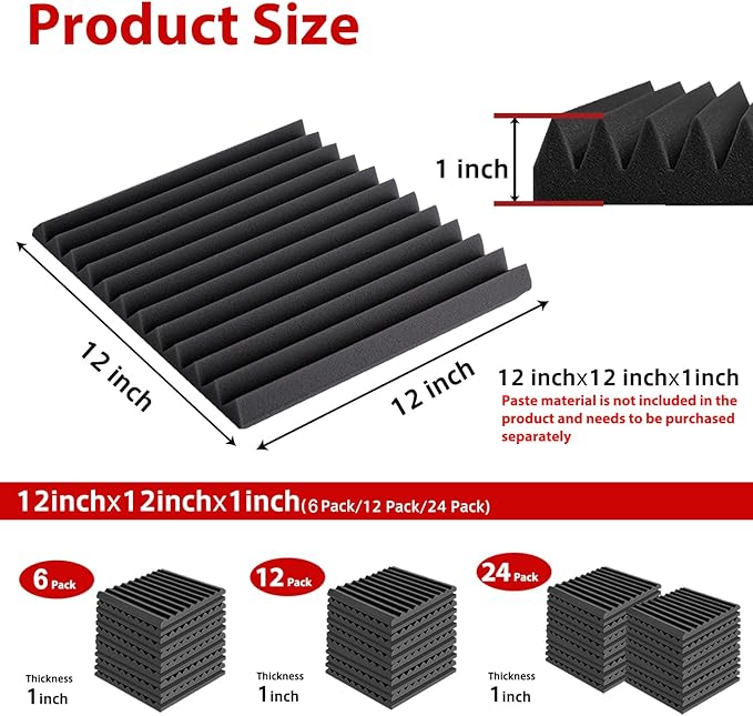 FONESO Acoustic Panels, High Density Soundproof Foam Panels
