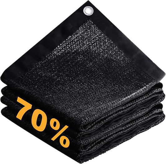 DIFY 8Ã10 FT, 70% Shade Fabric Sun Shade Cloth with Grommets, Black Outdoor Mesh Trap for Garden Plants Cover, Greenhouse, Chicken Coop, Black Patio Netting