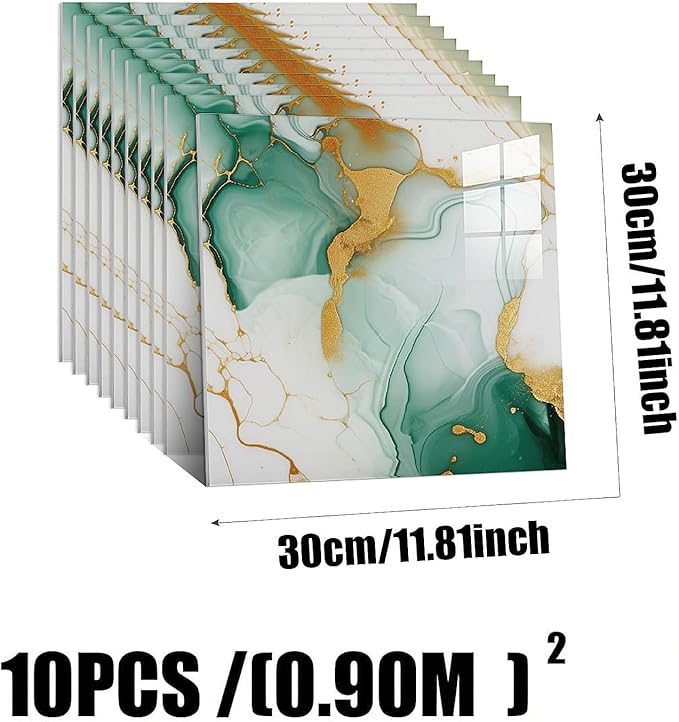 10pcs Peel and Stick Tile Shower Waterproof Marble Tiles Wall Panels,