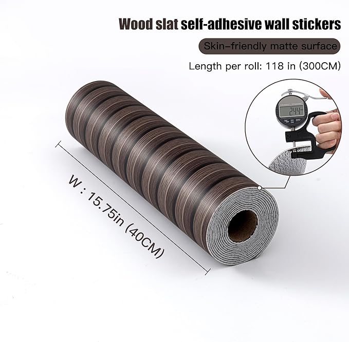Peel and Stick PVC Slat Wall Panels, Wood Grain Self-Adhesive Soundproof