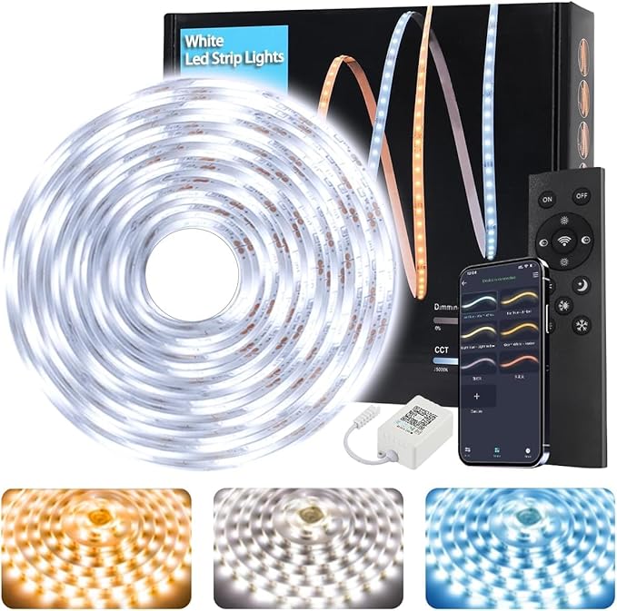 Tenmiro White LED Strip Lights 32.8ft Super Bright 25000K Daylight White