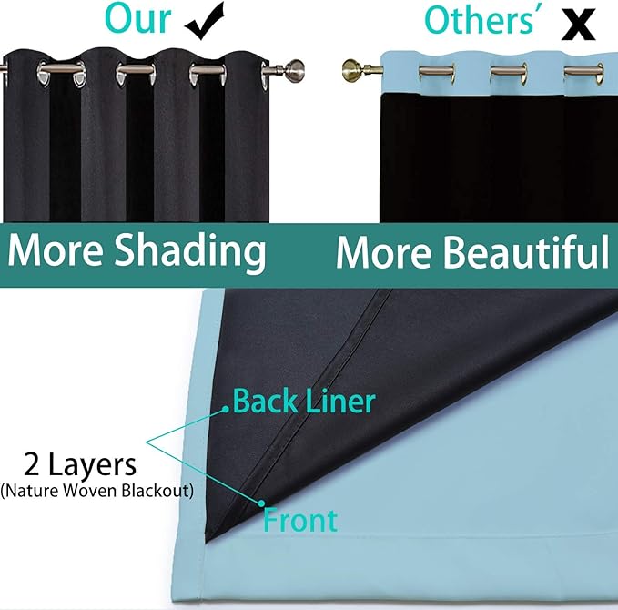 Yakamok Extra Wide Blackout Full Shading Curtains