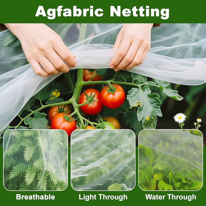 Agfabric Garden Netting Barrier Net, Bird Netting for Garden Trees Vegetable and Plants 6.5'x50', White