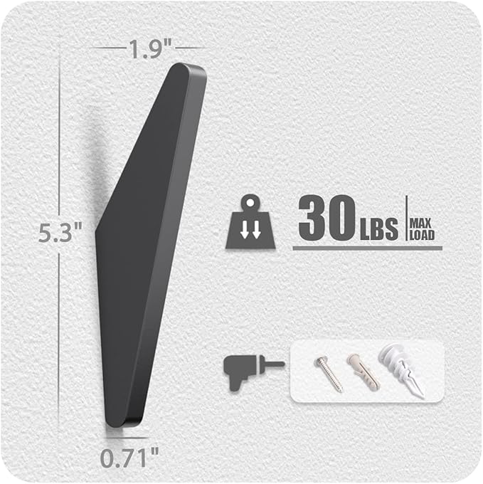 COCOYA 2Pack Metal Wall Hooks, Minimalist Coat Hooks Matte Black Simple Modern