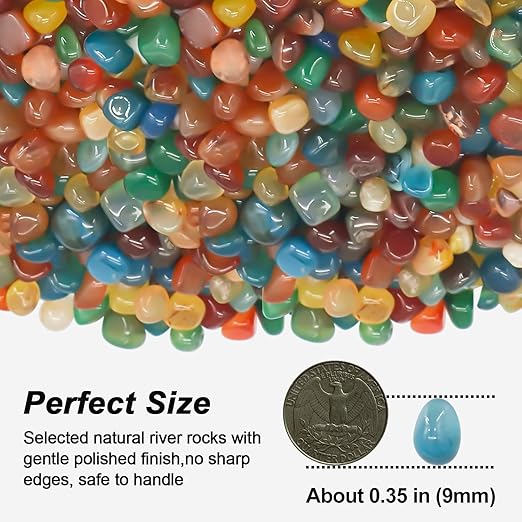 Virekm Landscaping Pebbles, River Rocks Decorative Ornamental Pebbles Garden Landscaping Stones, DIY Smoothed Rocks for Potted Plant Resin Art Vase Fillers Aquarium Gravel Rocks (1 Pound, Colorful)