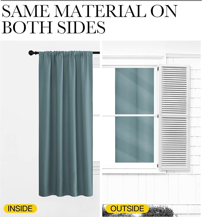 NICETOWN Greyish Blue Blackout Curtains Panels