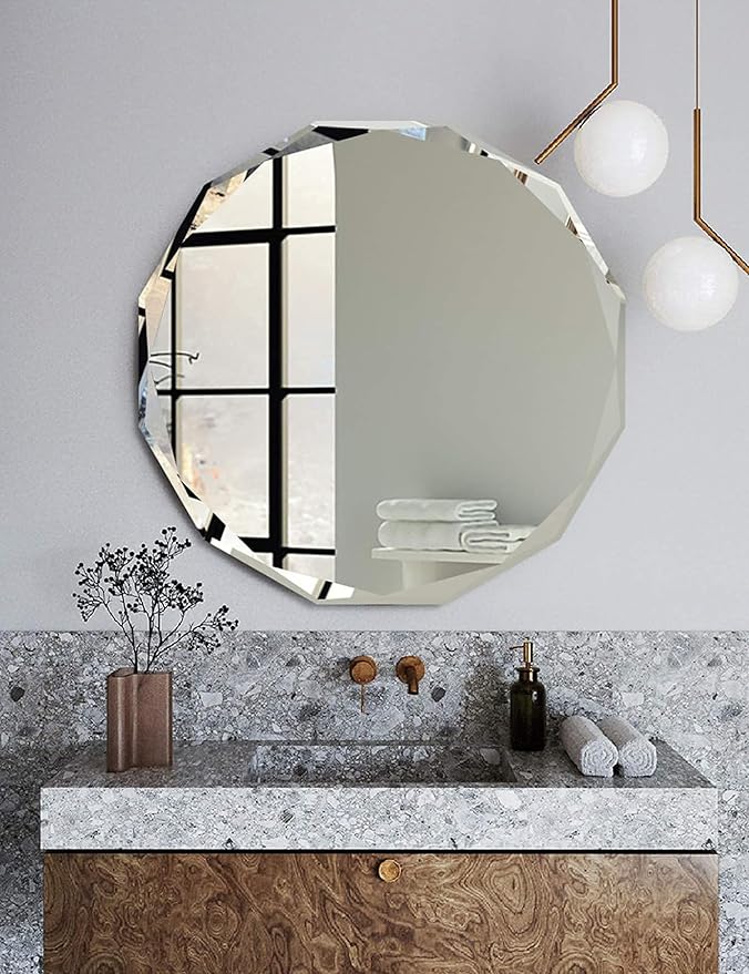 Bathroom Mirrors for Over Sink, Round Frameless Mirrors for Wall, 24x24 Inch
