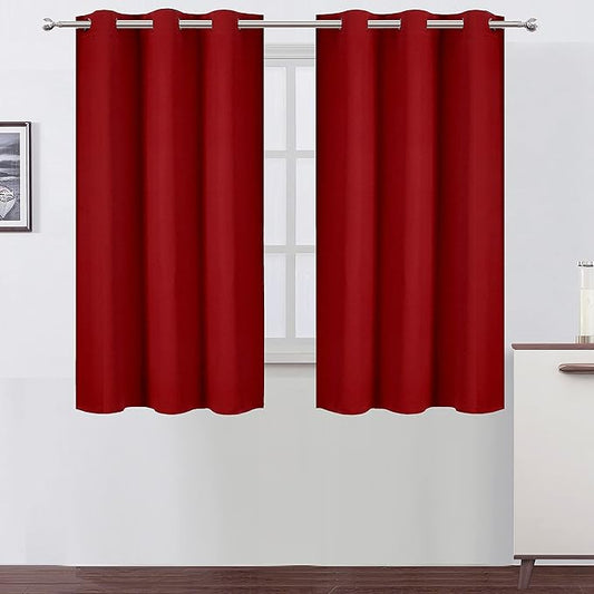 LEMOMO Red Thermal Blackout Curtains/38 x 54 Inch/Set of 2 Panels Room