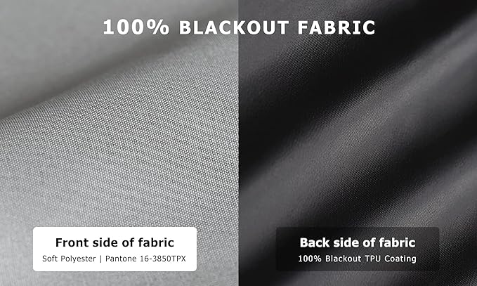 LazBlinds 100% Blackout Roller Shades, No Tools No Drill Cordless Blinds