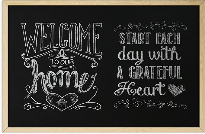 U Brands Chalkboard, Birch Wood Frame, Wall Mountable, Dry Erase Board