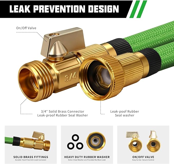100FT Premium Garden Hose Ultra Lightweight Non Expanding Design 100 FT Watering Hose with 10 Function Nozzle, Kink & Tangle-Free, Leakproof & Pressure Resistant for Yard/Lawn/Camping (Green)