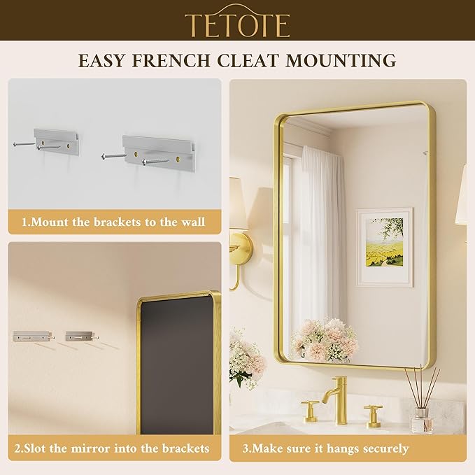 TETOTE 36 x 36 Inch Gold Mirror