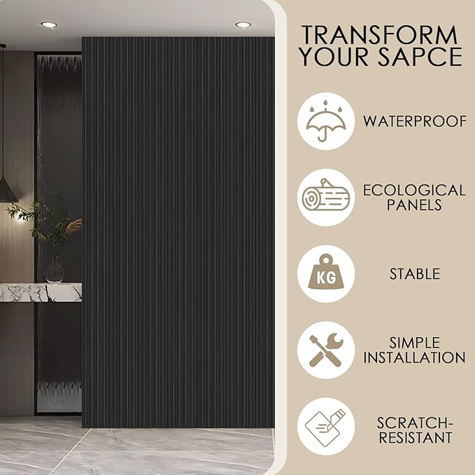 16-Pack 3D Slat Wall Panels — Soundproof Faux Wood Panels