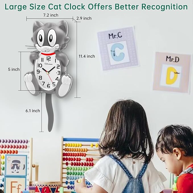 Soobest 18 Inch Large 3D Cat Wall Clock Battery Operated