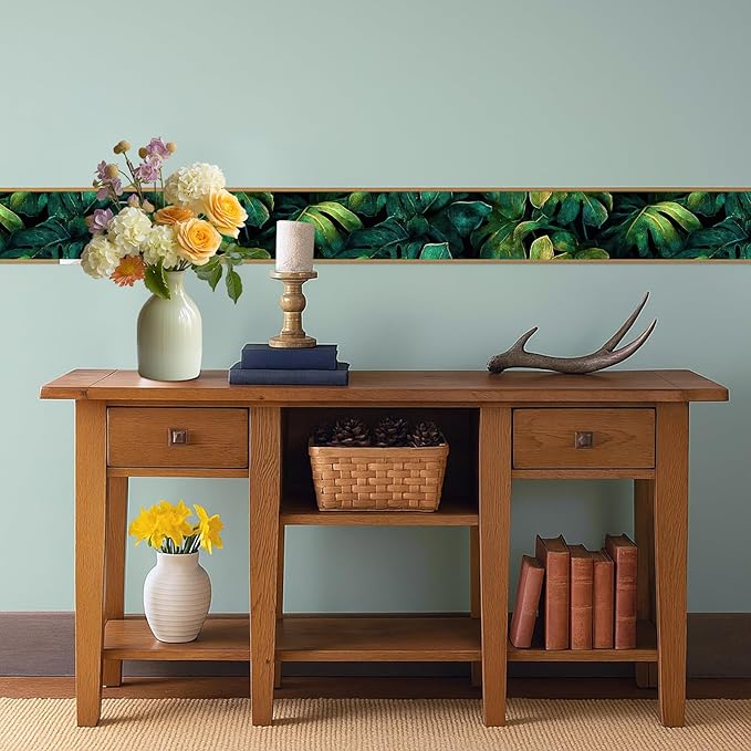 Tropical Leaf Wallpaper Border 196x4 Inch Peel and Stick Wall Border Self