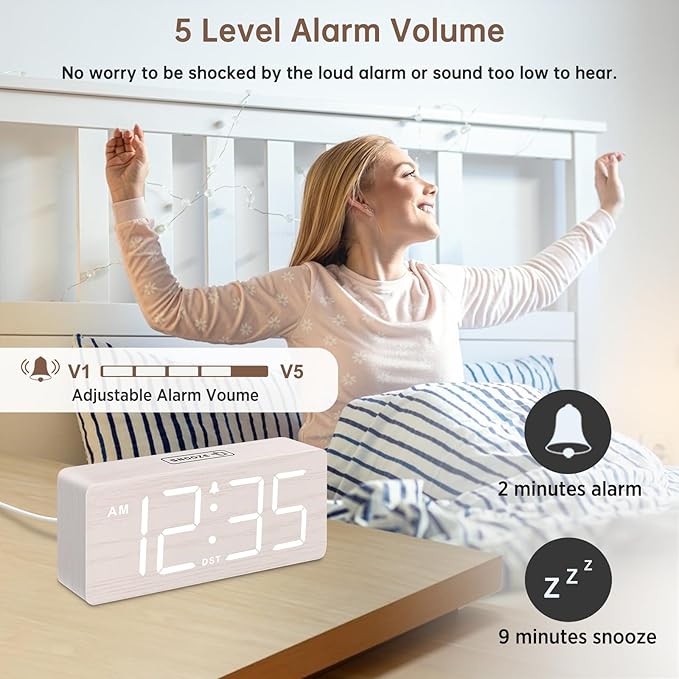 DreamSky Wooden Digital Alarm Clock