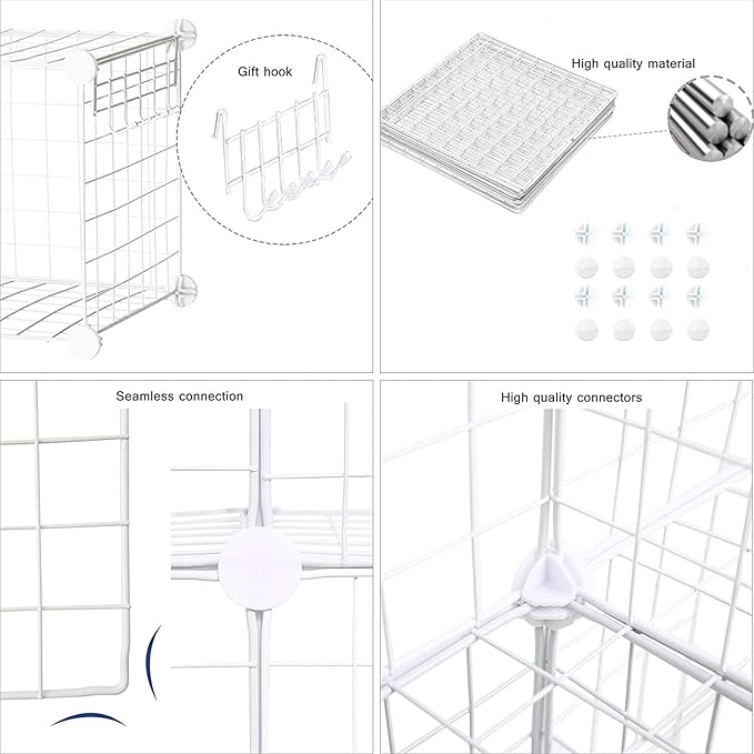 C&AHOME Wire Cube Storage, 8-Cube Organizer Metal C Grids Storage, Storage Bins