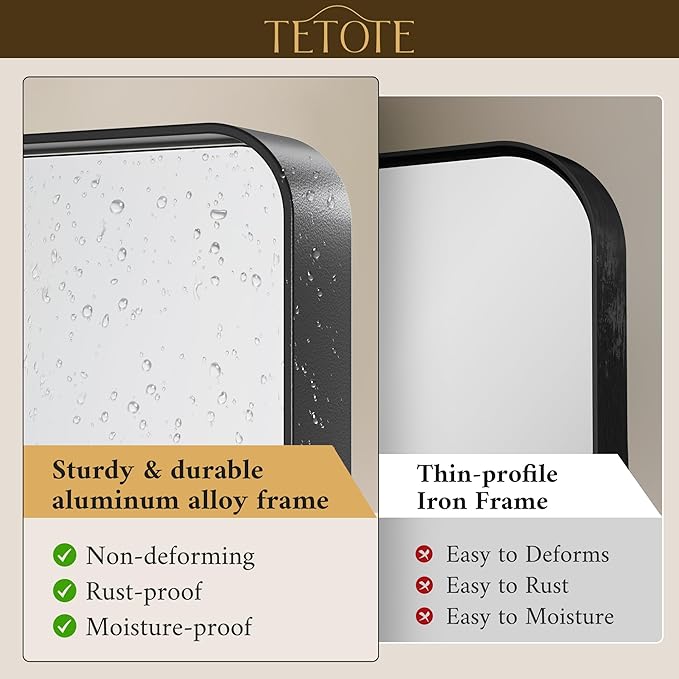 TETOTE Black Vanity Mirror 28 x 36 Inch