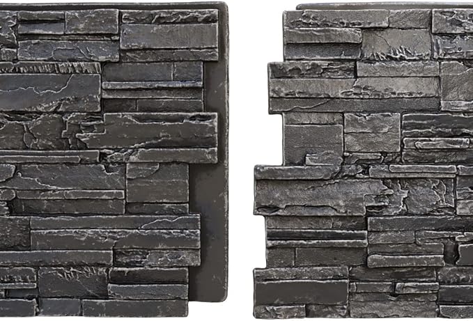 EverStone Cascade Faux Stone Panel, 48 5/8"W x 24 3/4"H x 1 1/4"D, Dark River