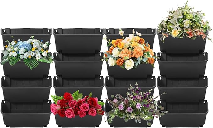 16 Pack Vertical Garden Planter, 13 inch Wall Mounted Planter