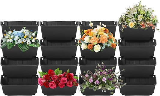 16 Pack Vertical Garden Planter, 13 inch Wall Mounted Planter