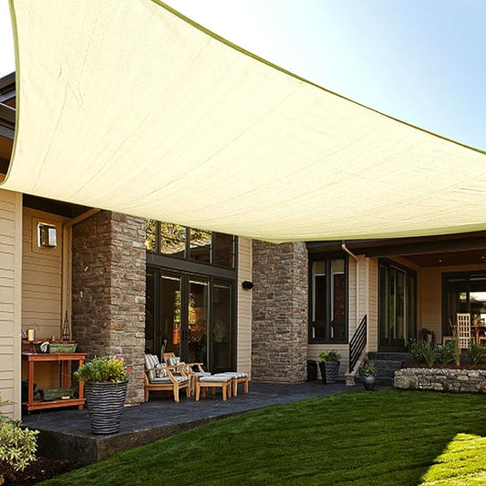 LOVE STORY Custom Size 5'x9' Butter Cream Sun Shade Sail Rectangle UV Block Canopy Patio Sail Sunshades Fabric for Outdoor Garden Carport (We Make Custom Size)