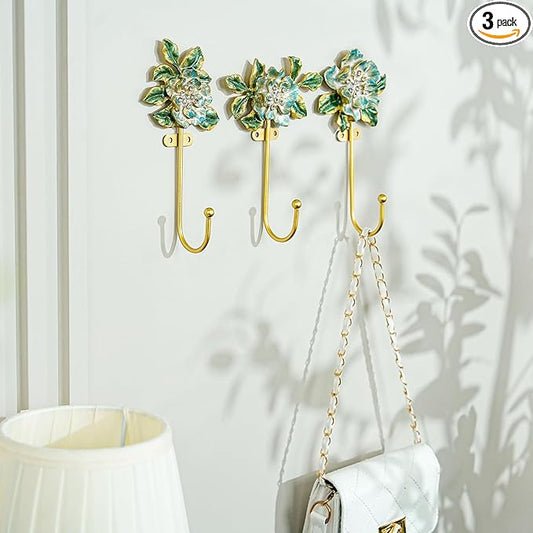 Vintage Wall Hooks Decorative Rack Hangers, 3 Pack Metal Wall Mounted Hook