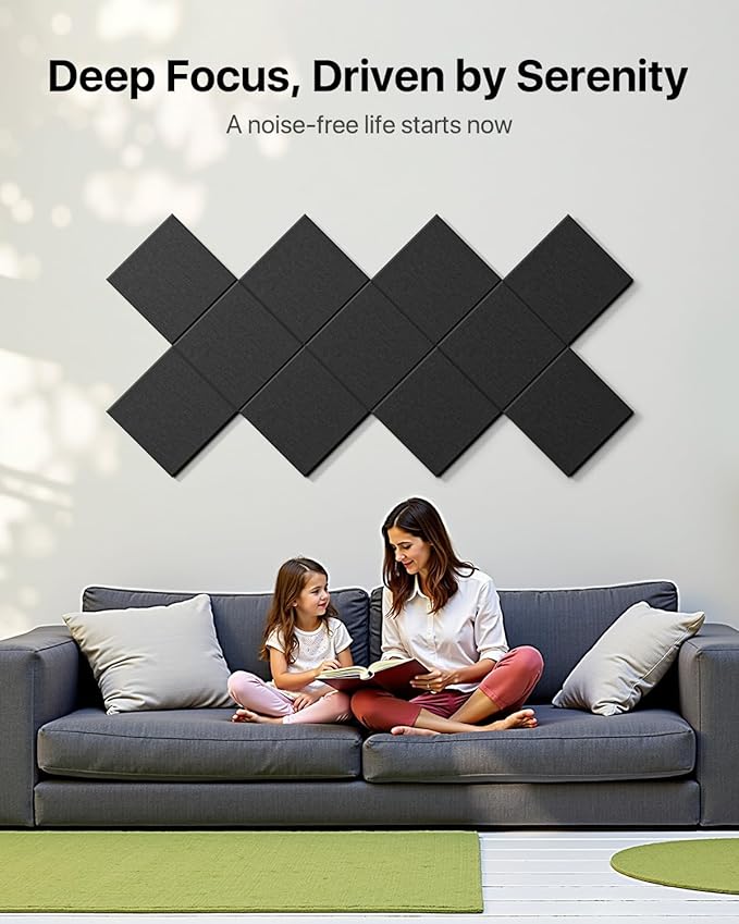 Soundsbay Mass Loaded Vinyl, Soundproof Wall Panels Self-Adhesive, 12 Pack