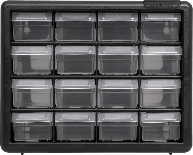 Akro-Mils 16-Drawer Plastic Storage Cabinet | 10-1/2 x 6-1/2 x 8-1/2 Inch |