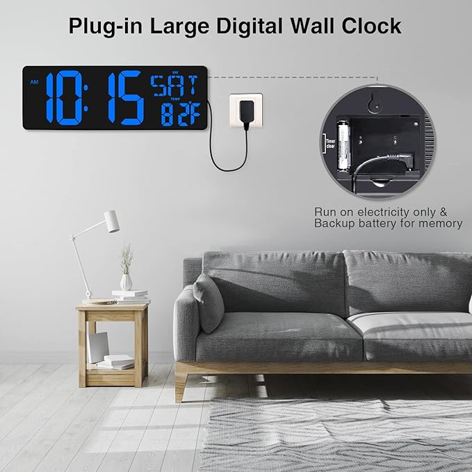 XREXS Large Digital Wall Clock