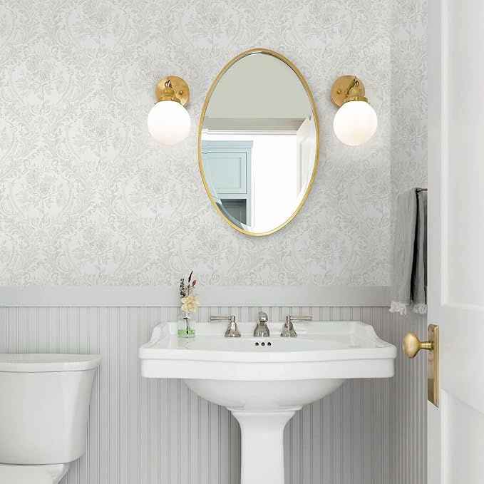 Ismoon Peel and Stick Wallpaper Vintage Floral Contact Paper Boho White and