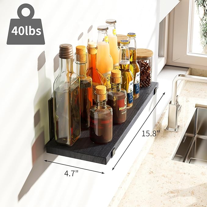 Fixwal Wall Shelves, Width 4.7 Inches Black Floating Shelves