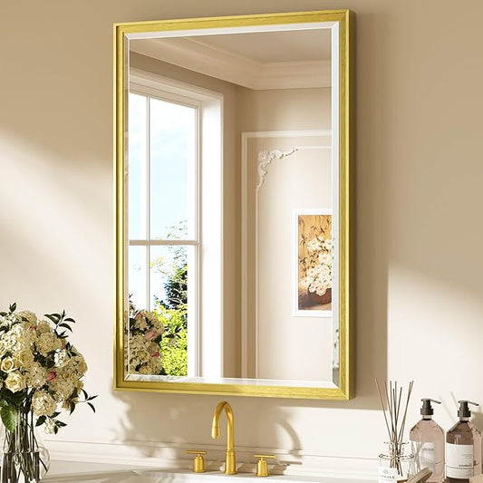 Keonjinn 24" x 36" Brushed Gold Bathroom Mirrors