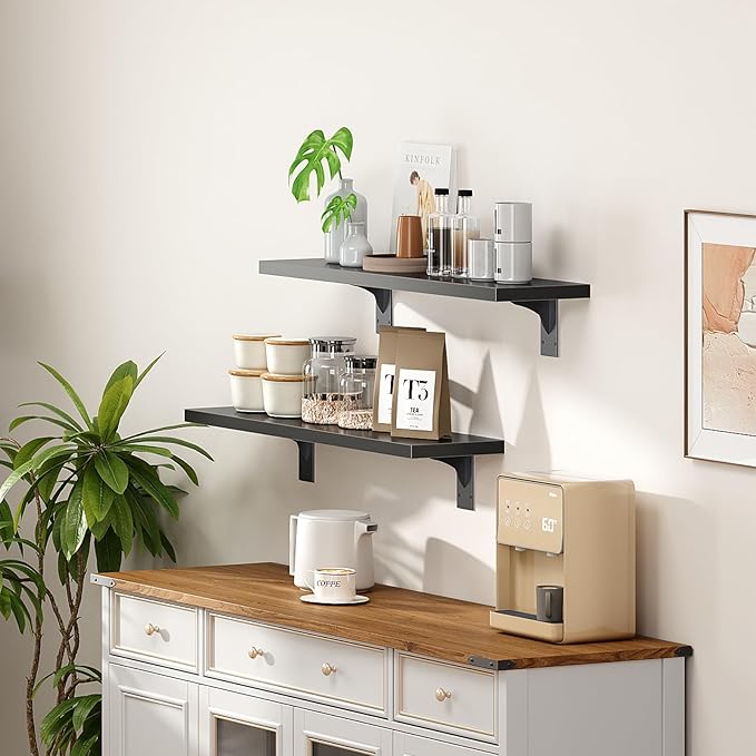 HOOBRO Floating Shelves for Wall, 23.6" Wall Mounted Shelves Set of 2, Hanging