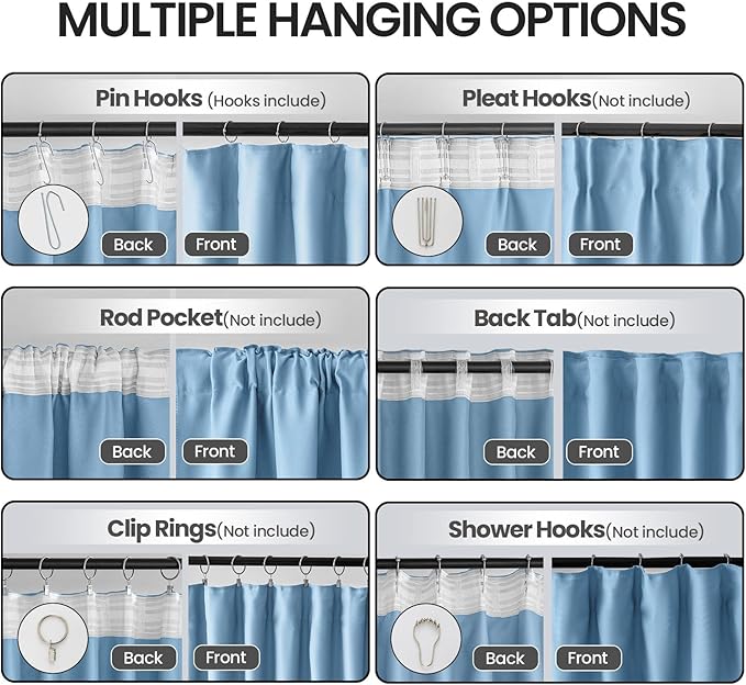 Ceiling Pinch Pleated Blackout Drapes 52 x 108 Inch Length 2 Panels
