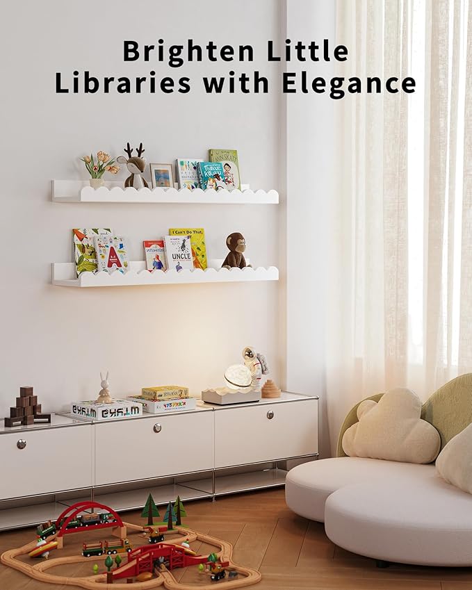 Shario Nursery Book Shelves, Scalloped Shelves, Wall Book Shelves