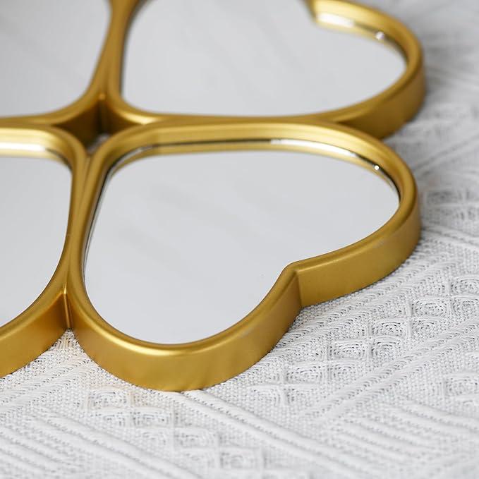 Small Decoritive Heart Wall Mirrors Set of 3, Decorative Four-Leaf Clover Mirror