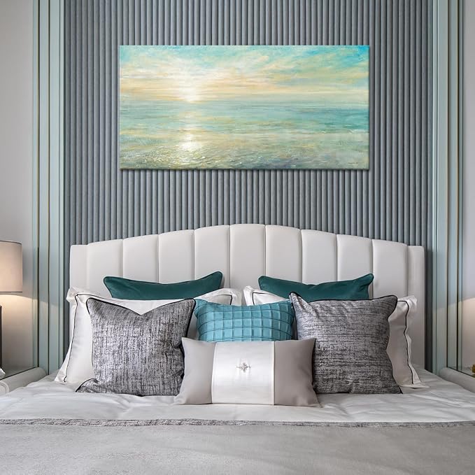 Goldfoilart Beach Sunrise Pictures Ocean Wall Art Coastal Canvas Prints Sea