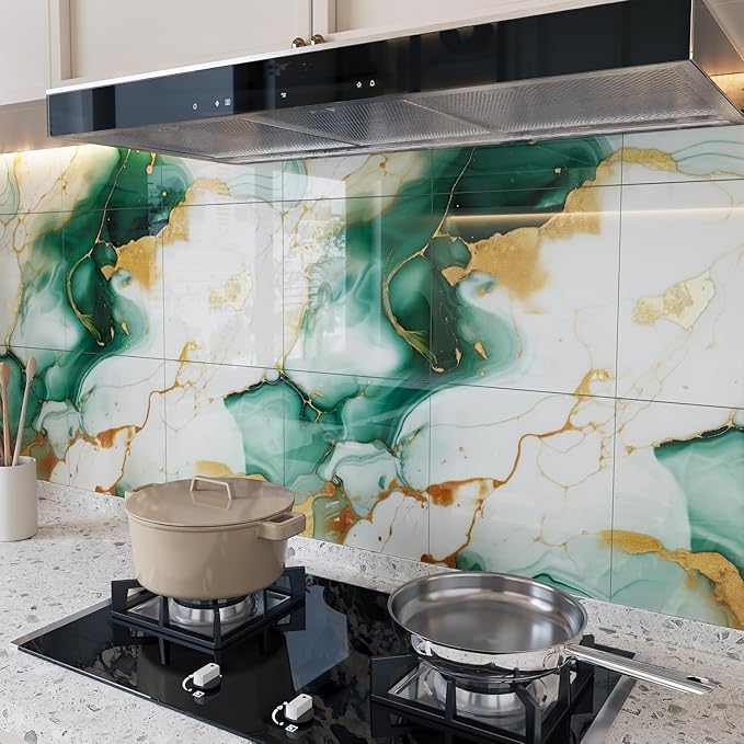 10pcs Peel and Stick Tile Shower Waterproof Marble Tiles Wall Panels,
