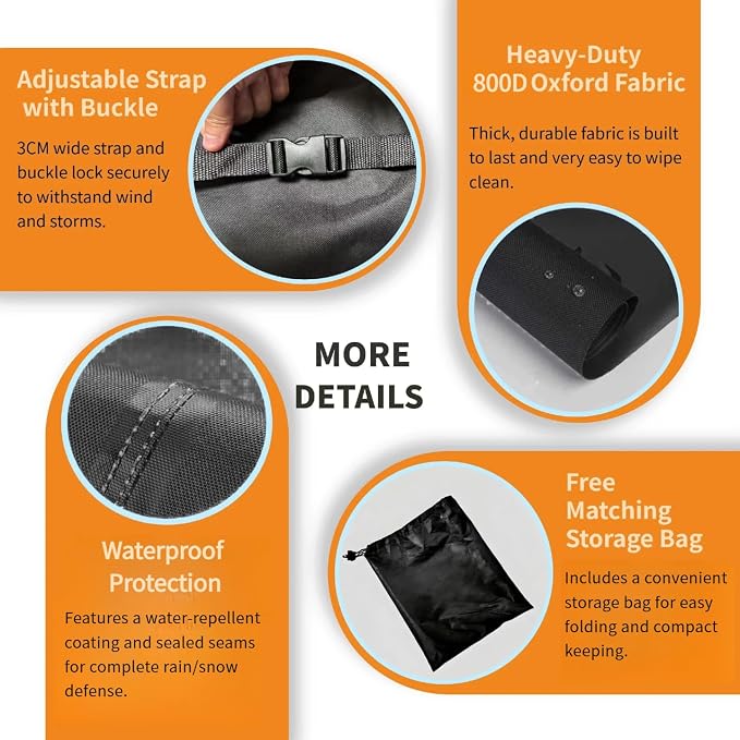 Heavy Duty Grill Cover for Weber Spirit 2 Series - All Weather 800D Oxford Fabric BBQ Cover for Spirit II E-210 E-310, Spirit 300 & 200 Series, Waterproof & Fade Resistant