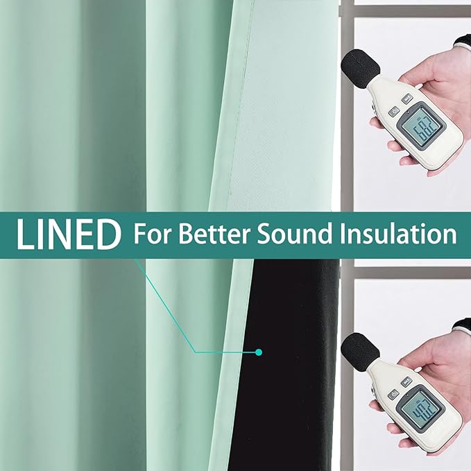 Yakamok 100% Blackout Lined Panels, Thermal Insulated Blackout Curtains