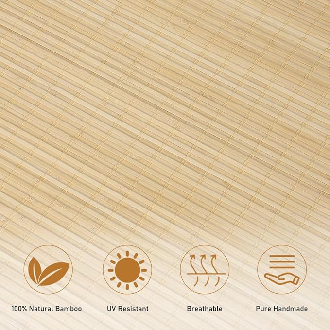 SEEYE Cordless Bamboo Roman Shades, Roll Up Blind Privacy Shade