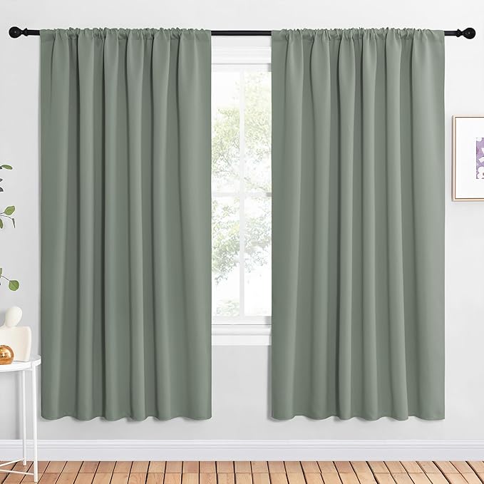 NICETOWN 2 Panels Blackout Curtains, Rod Pocket Window Curtains Room Darkning