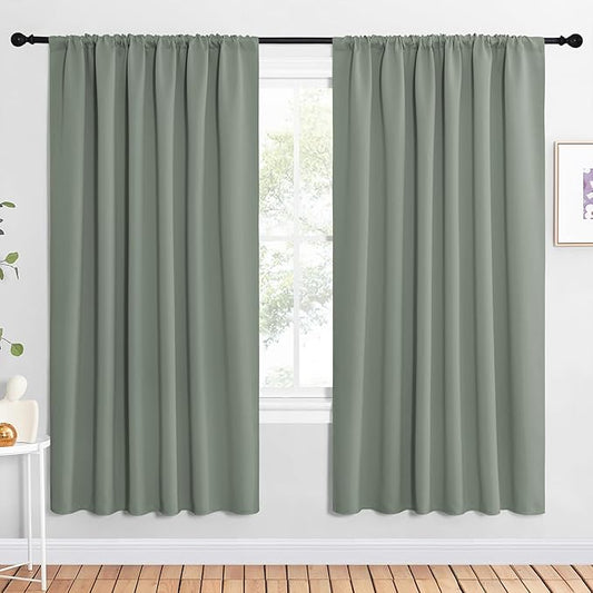 NICETOWN 2 Panels Blackout Curtains, Rod Pocket Window Curtains Room Darkning