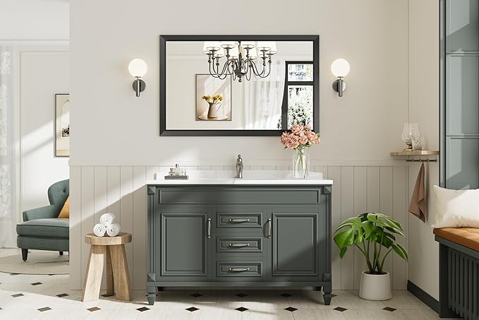 Briivue 40x30 Inch Black Bathroom Mirror