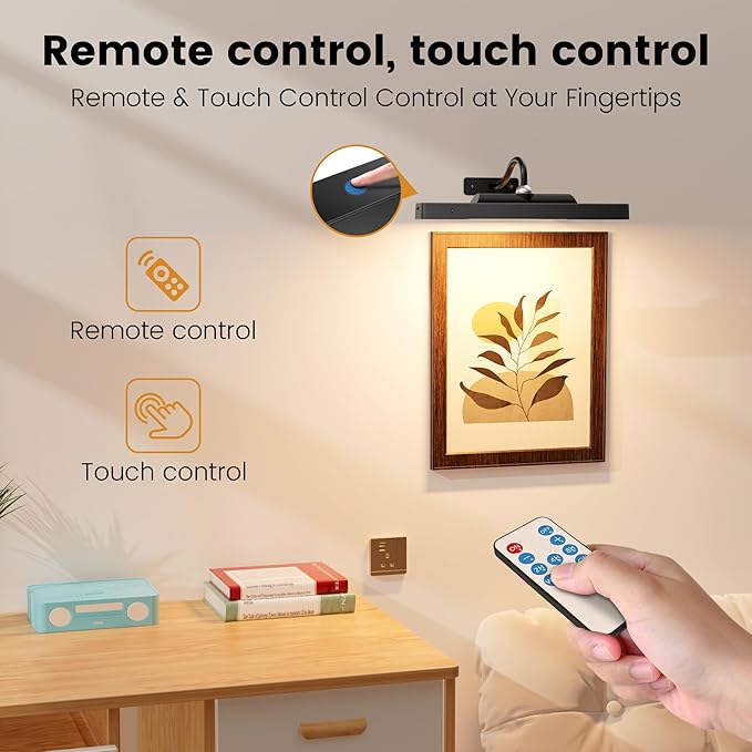 Wireless Picture Lights 12", 4400mAh Battery Powered Cordless Wall Lights