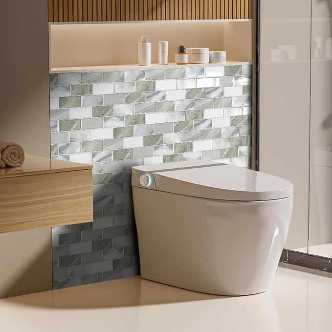 Art3d Peel and Stick Beige & White Wall Tiles – 12"x12" Thickened Design
