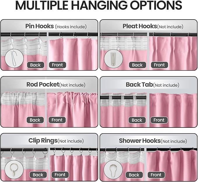 Baby Girl Pink Bedroom Decor Curtains 2 Panels Set