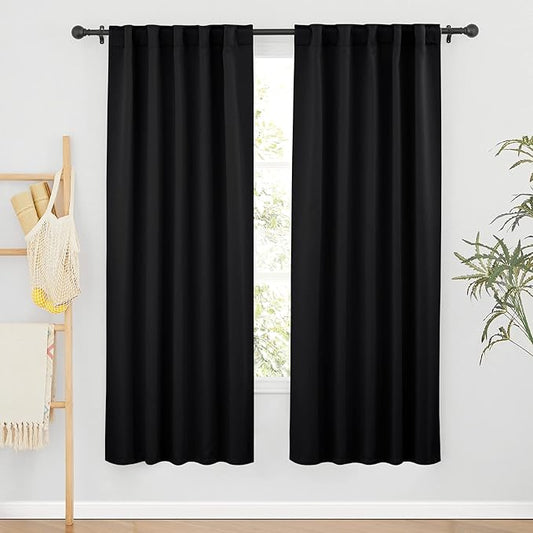 RYB HOME Blackout Curtains for Living Room, Back Tab & Rod Pocket Top